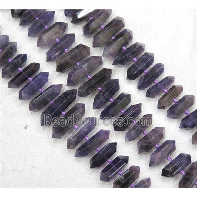 Amethyst Bullet Beads, point, dark-purple