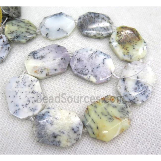 white Moss Opal Jasper slice beads, freeform