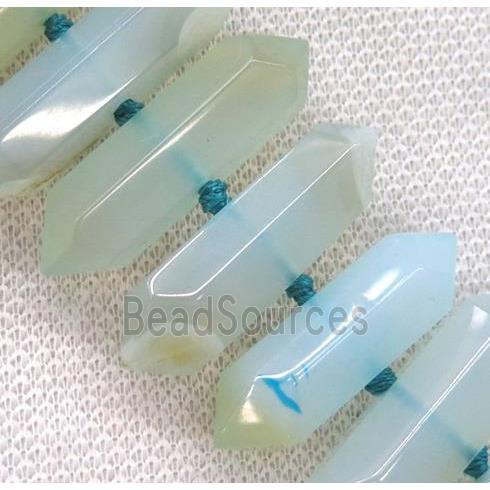 agate bullet beads, blue dye