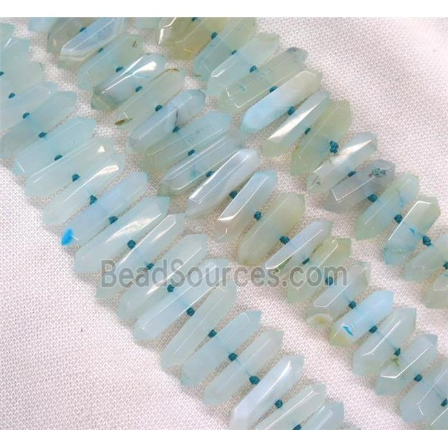 agate bullet beads, blue dye