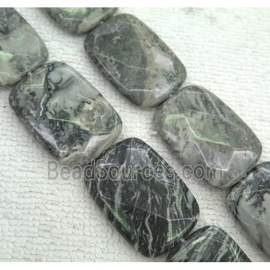 gray picture jasper beads, faceted rectangle