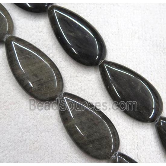 gold-Obsidian teardrop beads