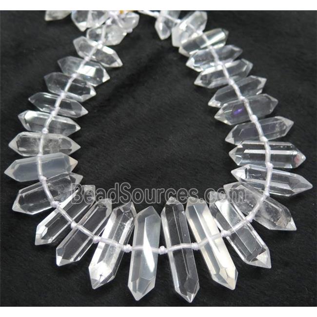 Clear Quartz Bullet Beads, polished