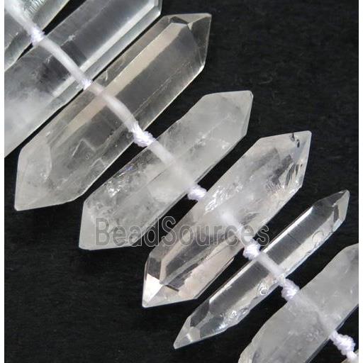 clear quartz bullet beads, hand-cutting