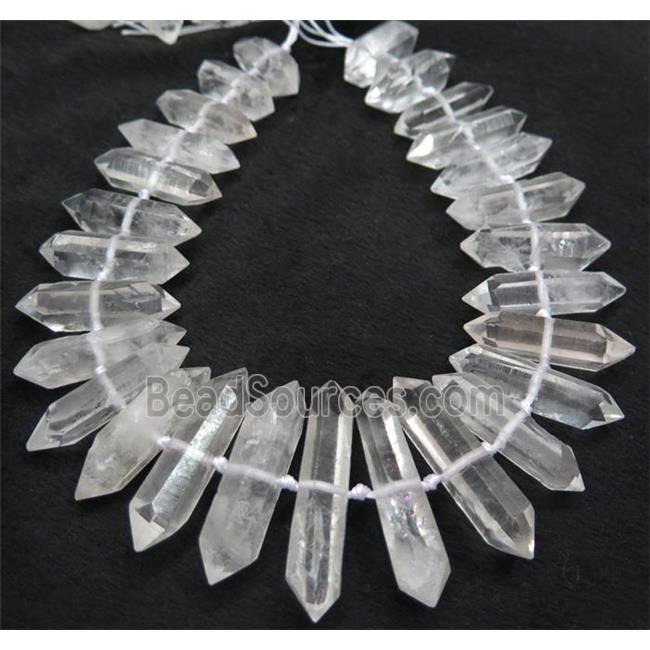 clear quartz bullet beads, hand-cutting