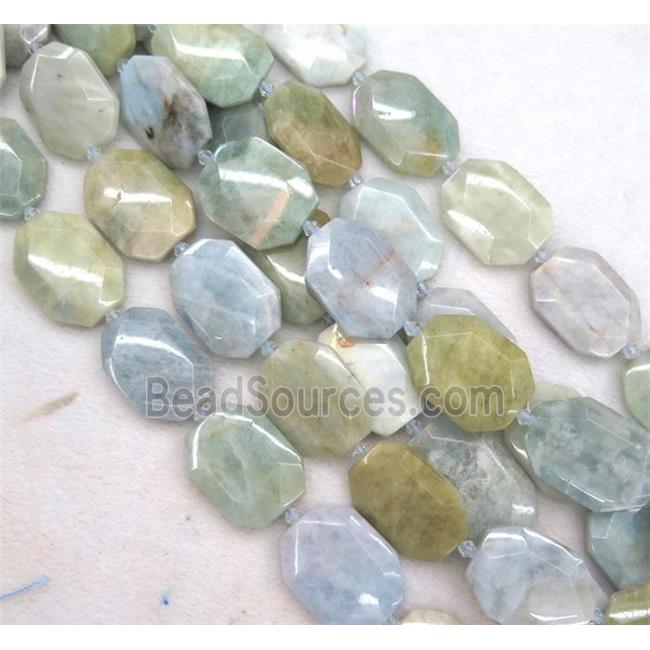 Aquamarine slice beads, faceted freeform, AB-grade