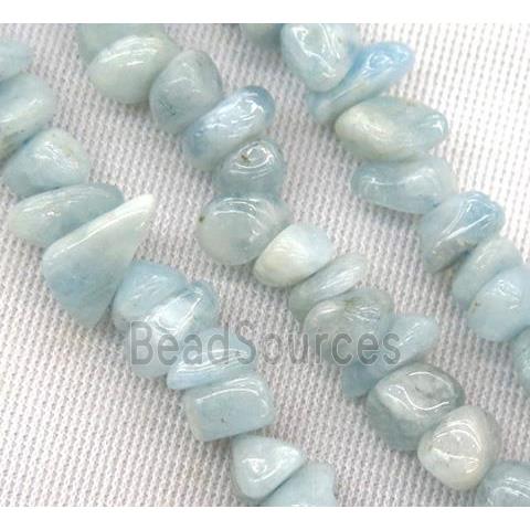 Aquamarine chip beads, blue, freeform