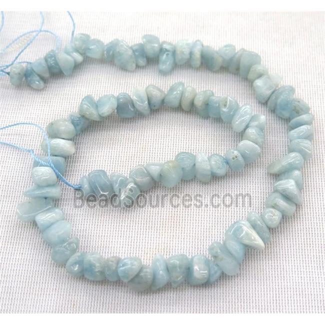 Aquamarine chip beads, blue, freeform