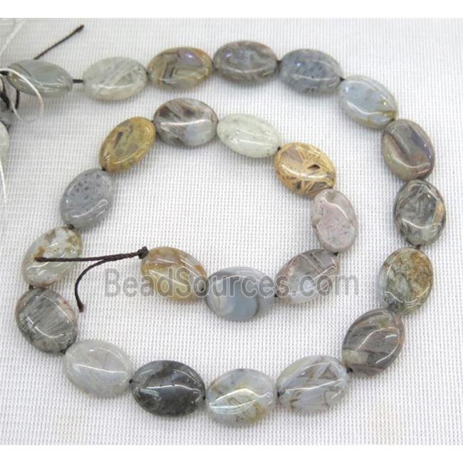 natural gray Bamboo Agate oval beads