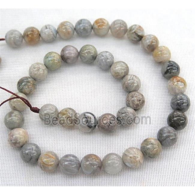 natural gray Bamboo Agate beads, round