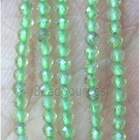 tiny peridot beads, green, faceted round