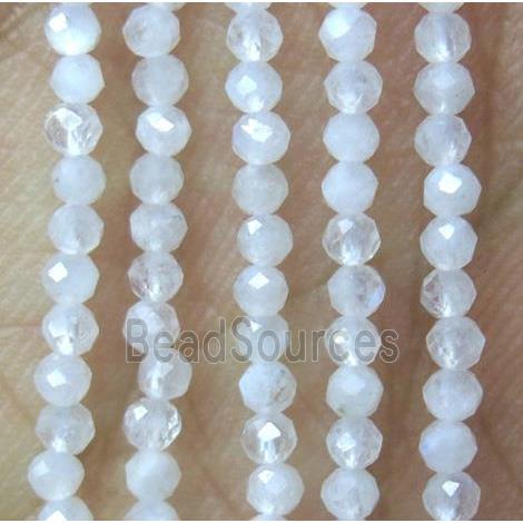 natural MoonStone beads, tiny, white, faceted round