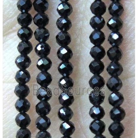 black spinel tiny beads, faceted round