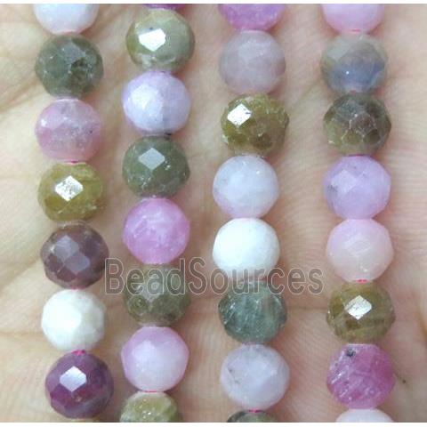 mixed tourmaline beads, faceted round