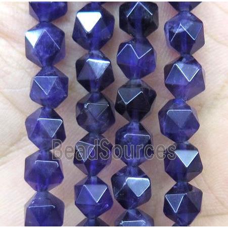 natural Amethyst beads cut round purple