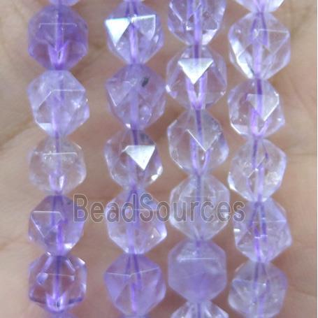 natural Amethyst beads cut round lt.purple