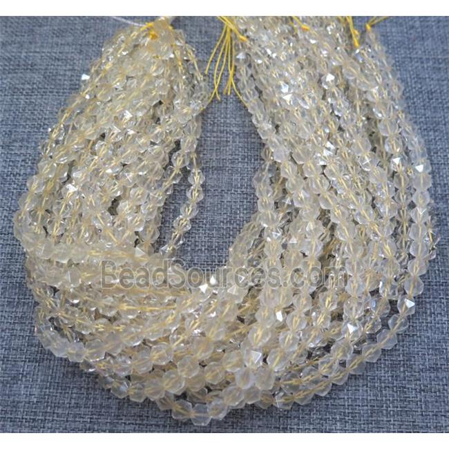 natural Lemon Quartz beads cut round