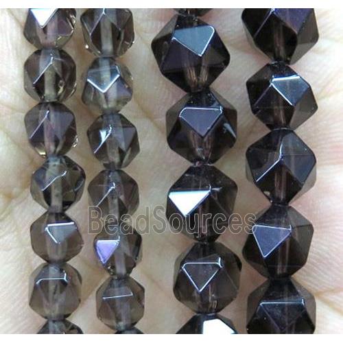 Smoky Quartz beads cut round