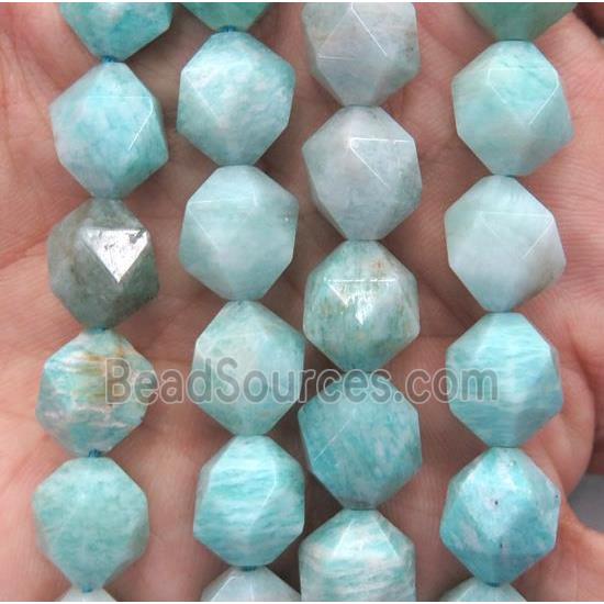 Russian Amazonite ball beads, green, faceted round, A-grade