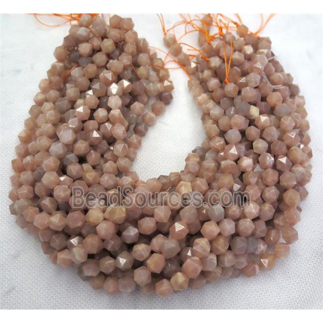 natural peach moonstone beads cut round