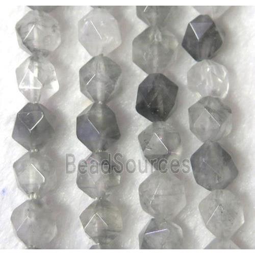 gray Cloudy Quartz beads cut round