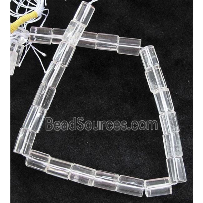 clear quartz beads, faceted tube