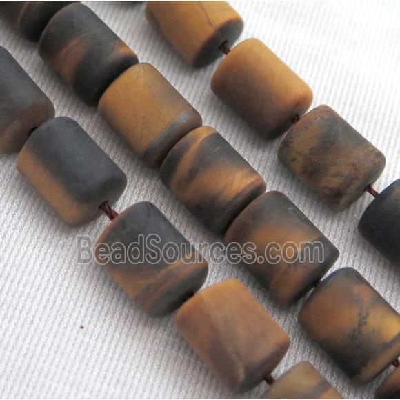 matte tiger eye stone beads, 3faces tube