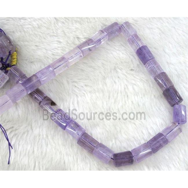 amethyst beads, light-purple, faceted tube