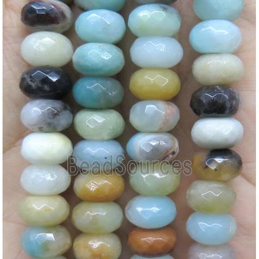 Amazonite beads, faceted rondelle