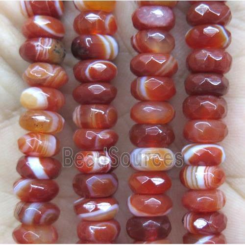 red striped agate beads, faceted rondelle