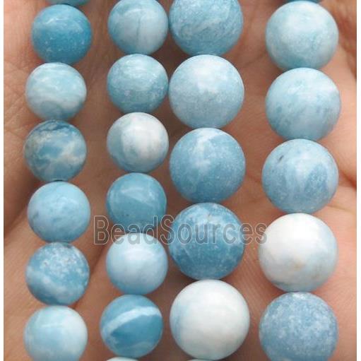 round matte Chinese Larimar Beads, blue treated