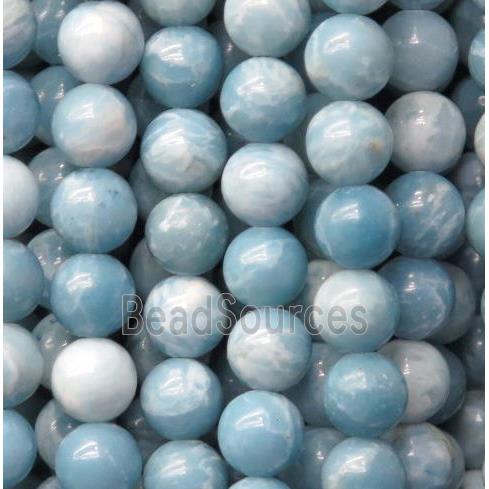 round Chinese Larimar Beads, blue treated