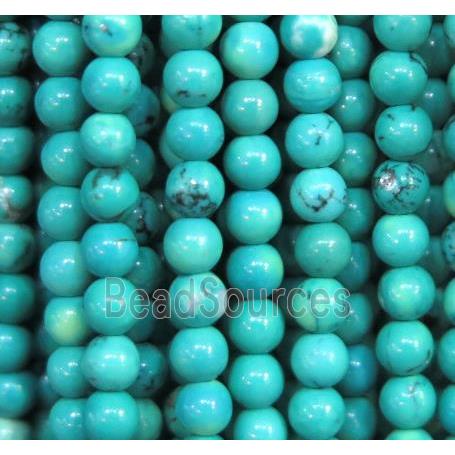 natural round turquoise beads, tiny, green