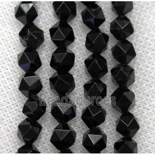 natural black tourmaline beads cut round