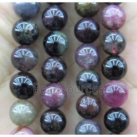 round rainbow tourmaline beads