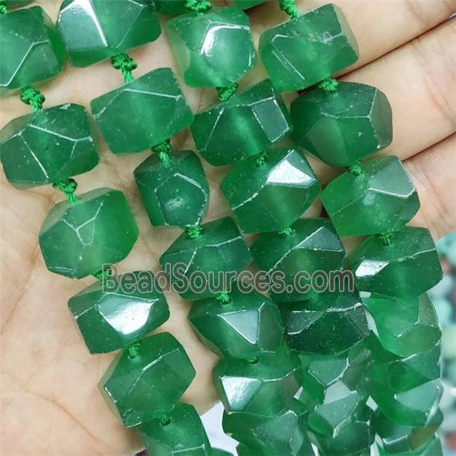 deepgreen jade nugget beads, faceted freeform, dye