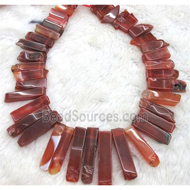 red agate collar beads, stick, top drilled