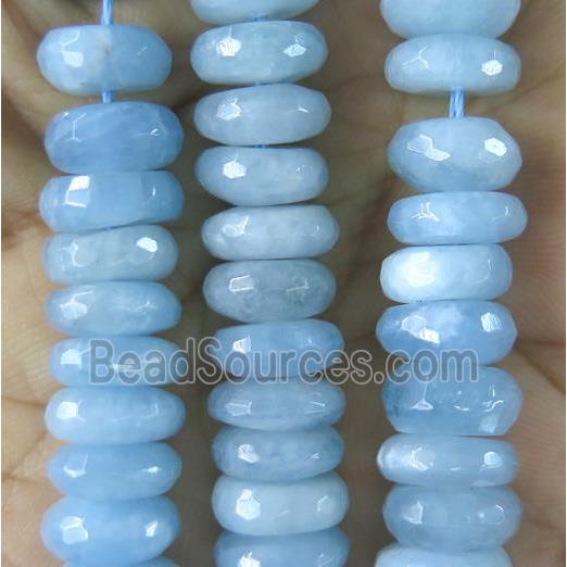 Aquamarine beads, AAA-grade, faceted rondelle, blue