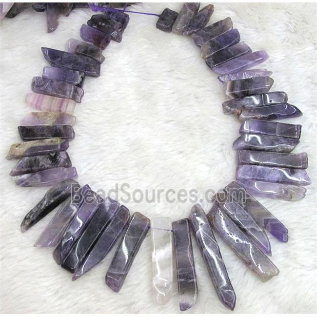 amethyst stick collar beads, purple, top drilled