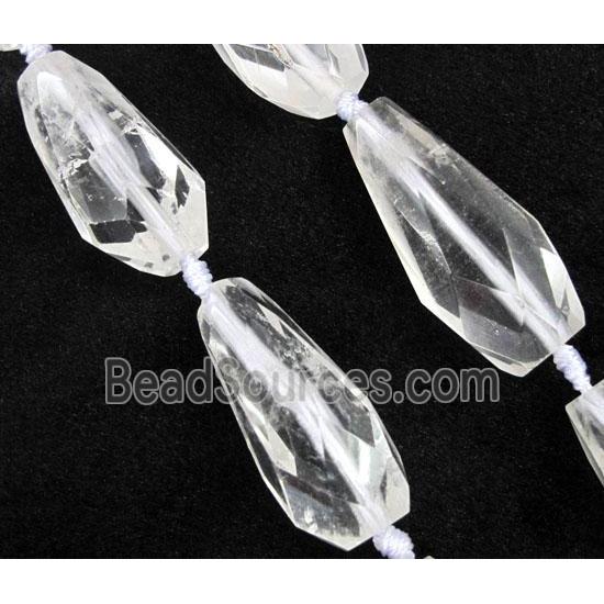 clear quartz beads, faceted teardrop