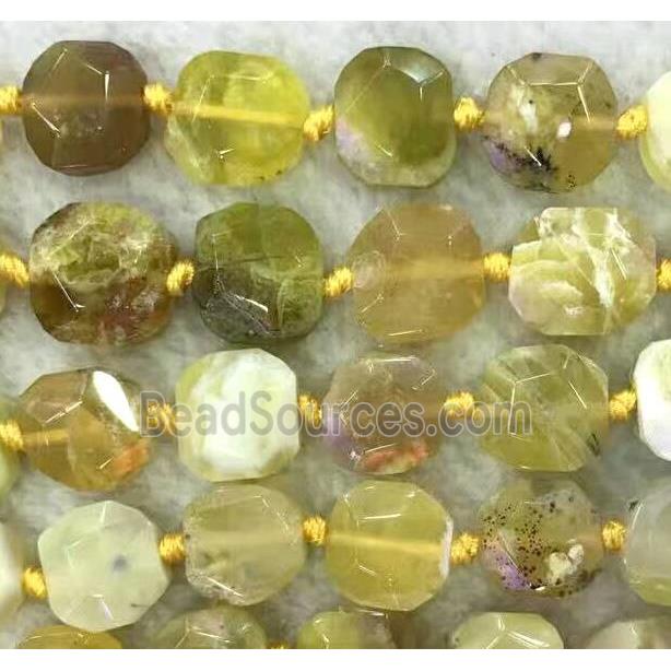 yellow Opal Stone beads, nugget, faceted square