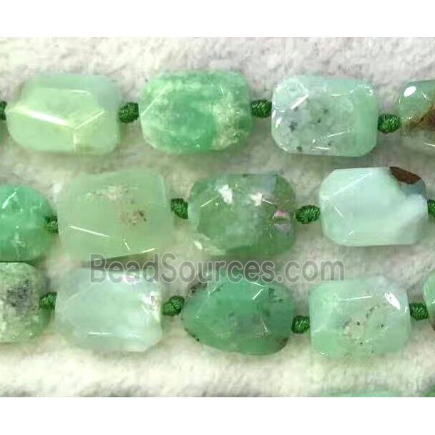 Australian Chrysoprase beads, green, faceted freeform