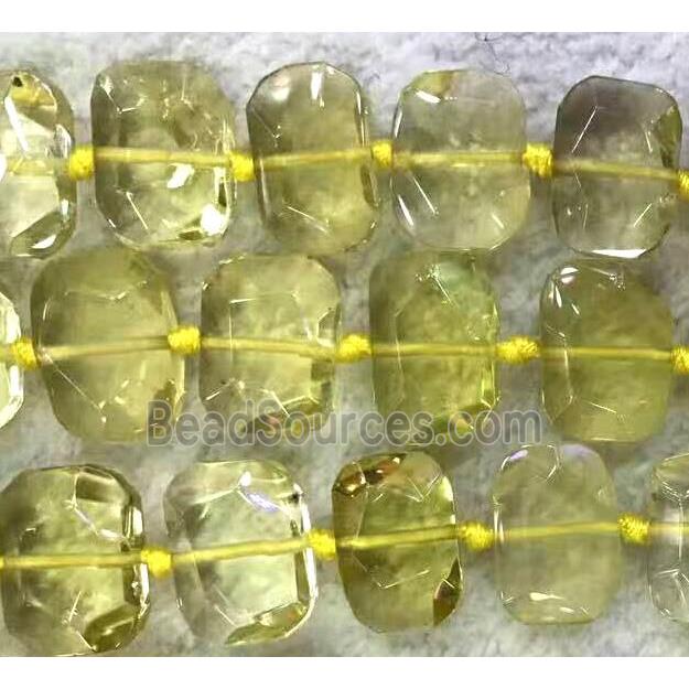 Lemon Quartz beads, yellow, faceted oval