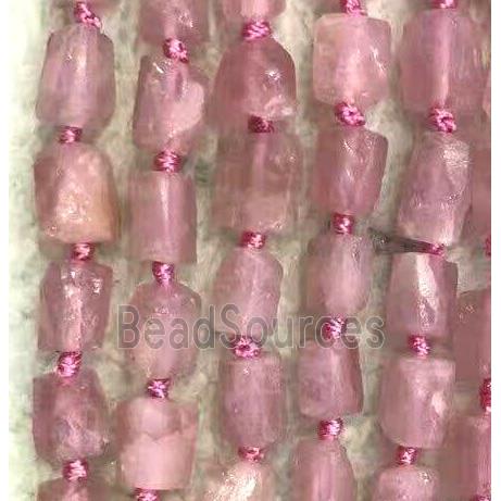 Malagasy Rose Quartz nugget beads, freeform chip, pink