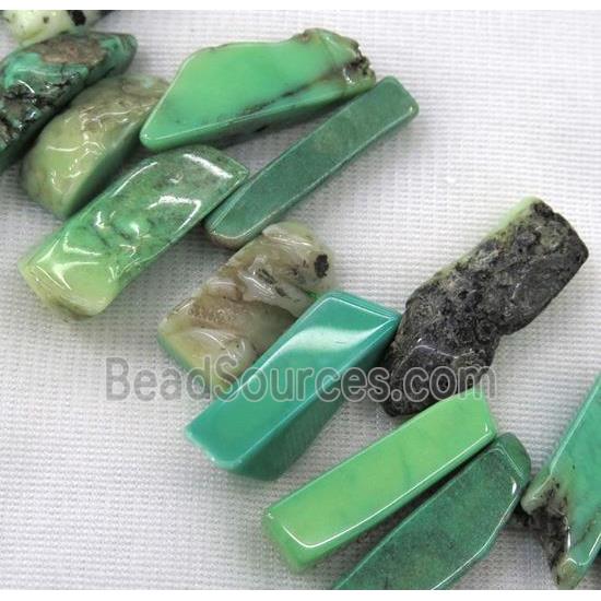 green grass agate collar beads, stick