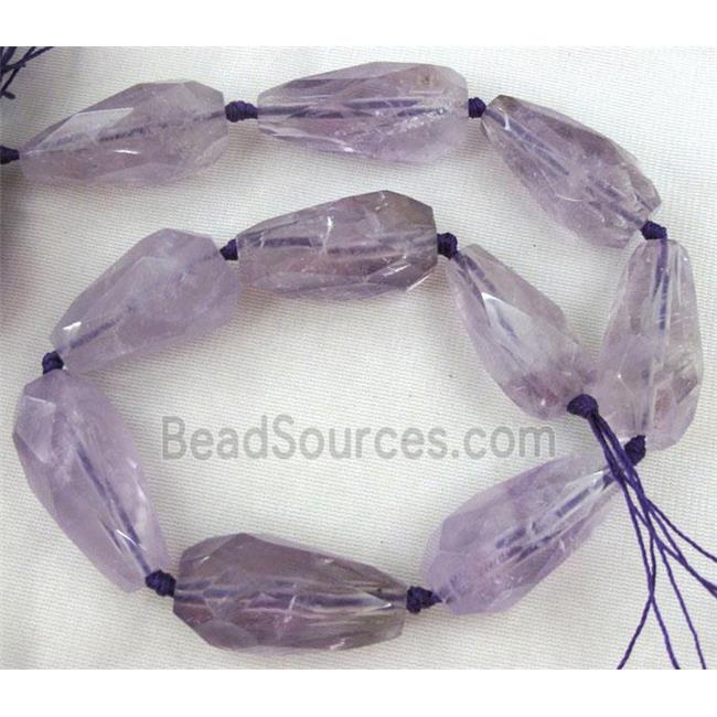 amethyst beads, light purple, faceted teardrop