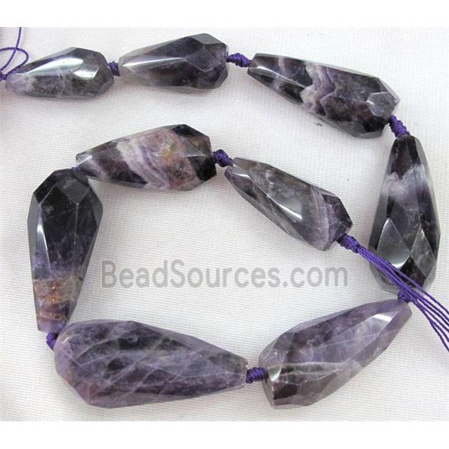 amethyst beads, purple, faceted teardrop