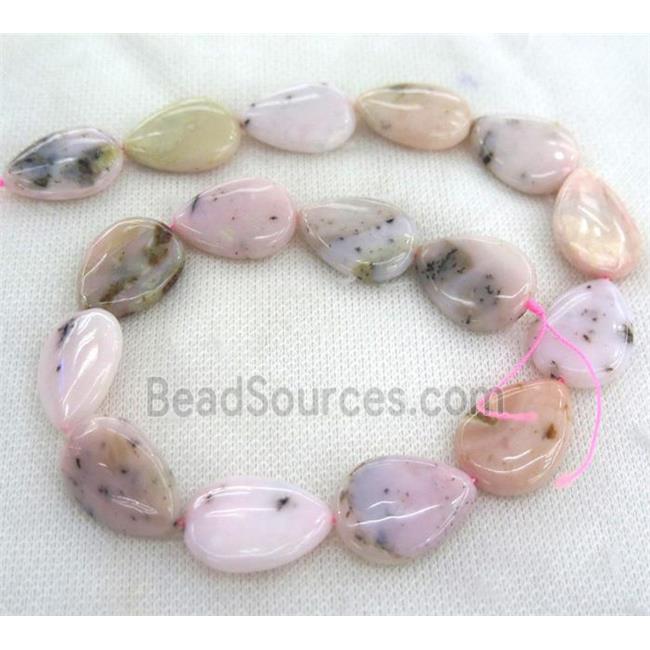 pink opal stone beads, teardrop