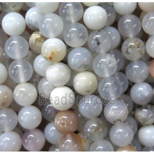 white-gray Moss Opal Stone beads, round