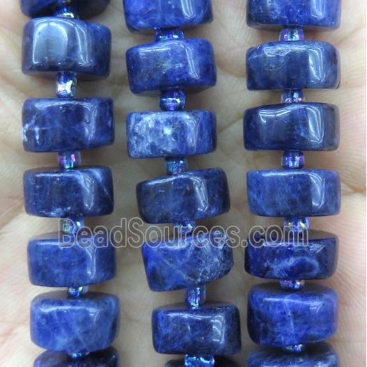 sodalite heishi beads, blue